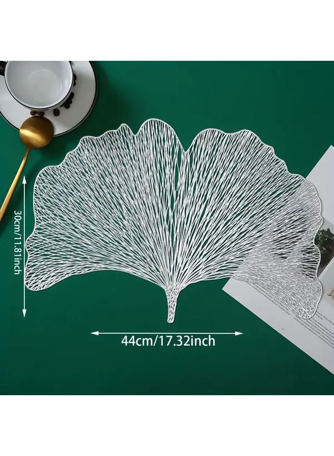 Golden PVC Heat Resistant Woven Placemats Set of 4 European Style Ginkgo Leaf Table Mats for Kitchen Dining - Image 3